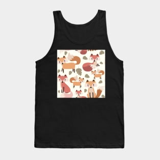 Little Fox and Leaf Print Tank Top